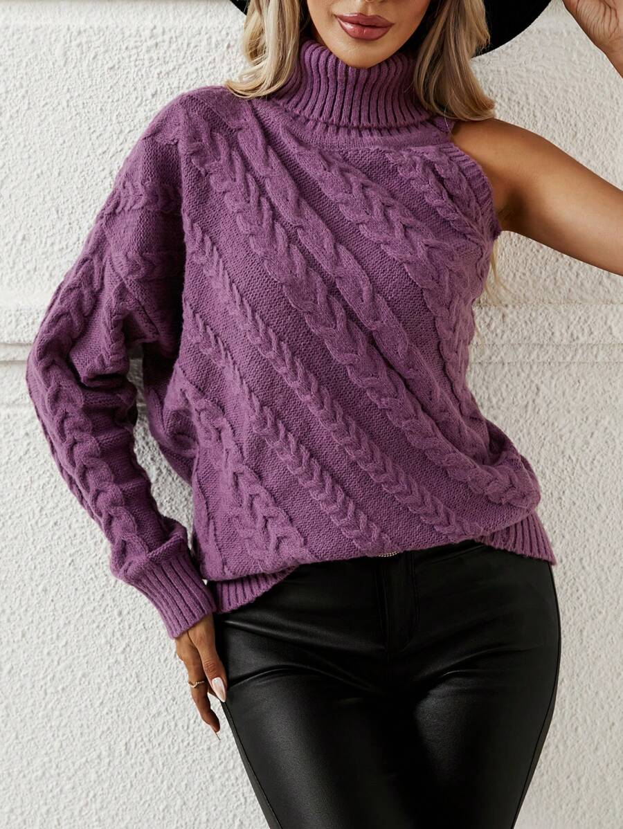 SHEIN Unity Turtleneck Cable Knit Sweater