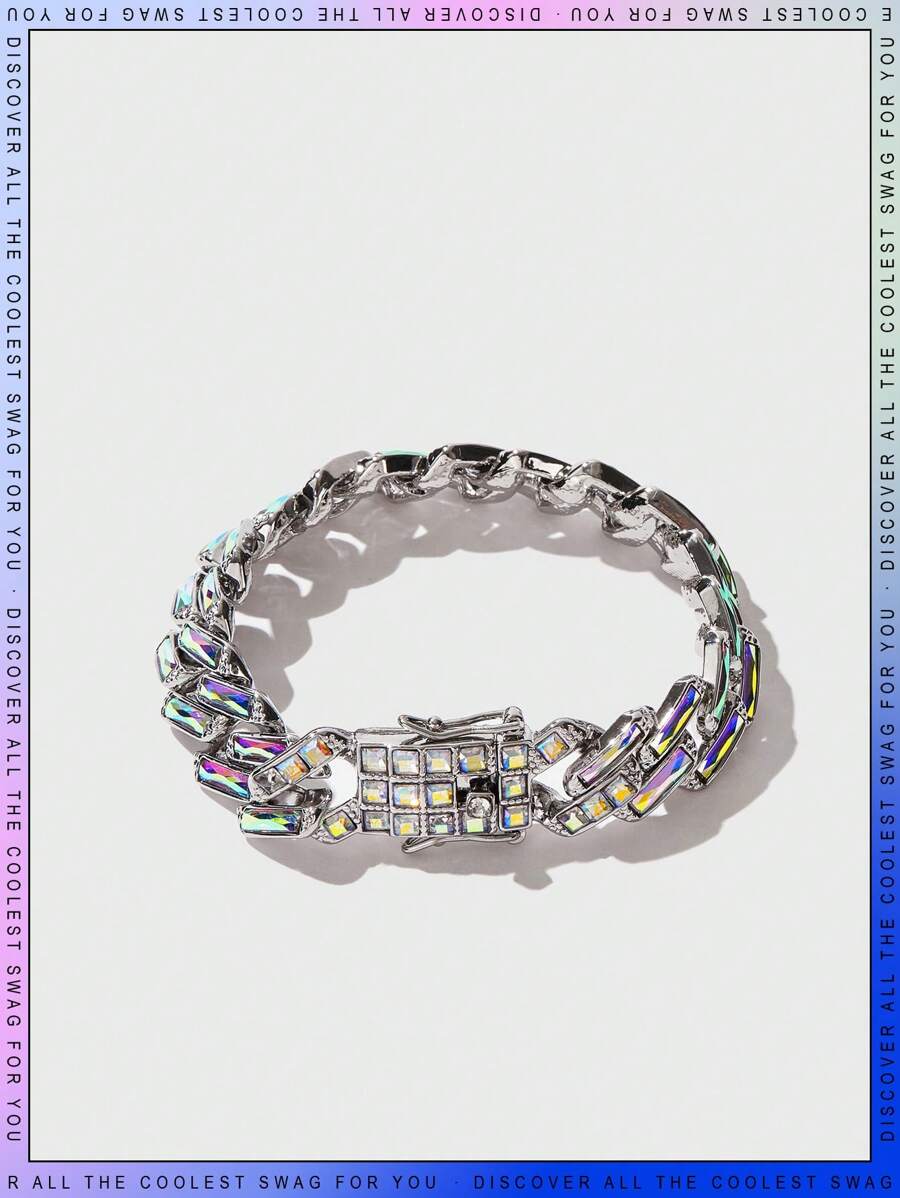 SHEIN 1pc Fashionable Colorful Decor Metallic Chain Bracelet For Boy, Girl And Kids, Exquisite Jewelry Gift