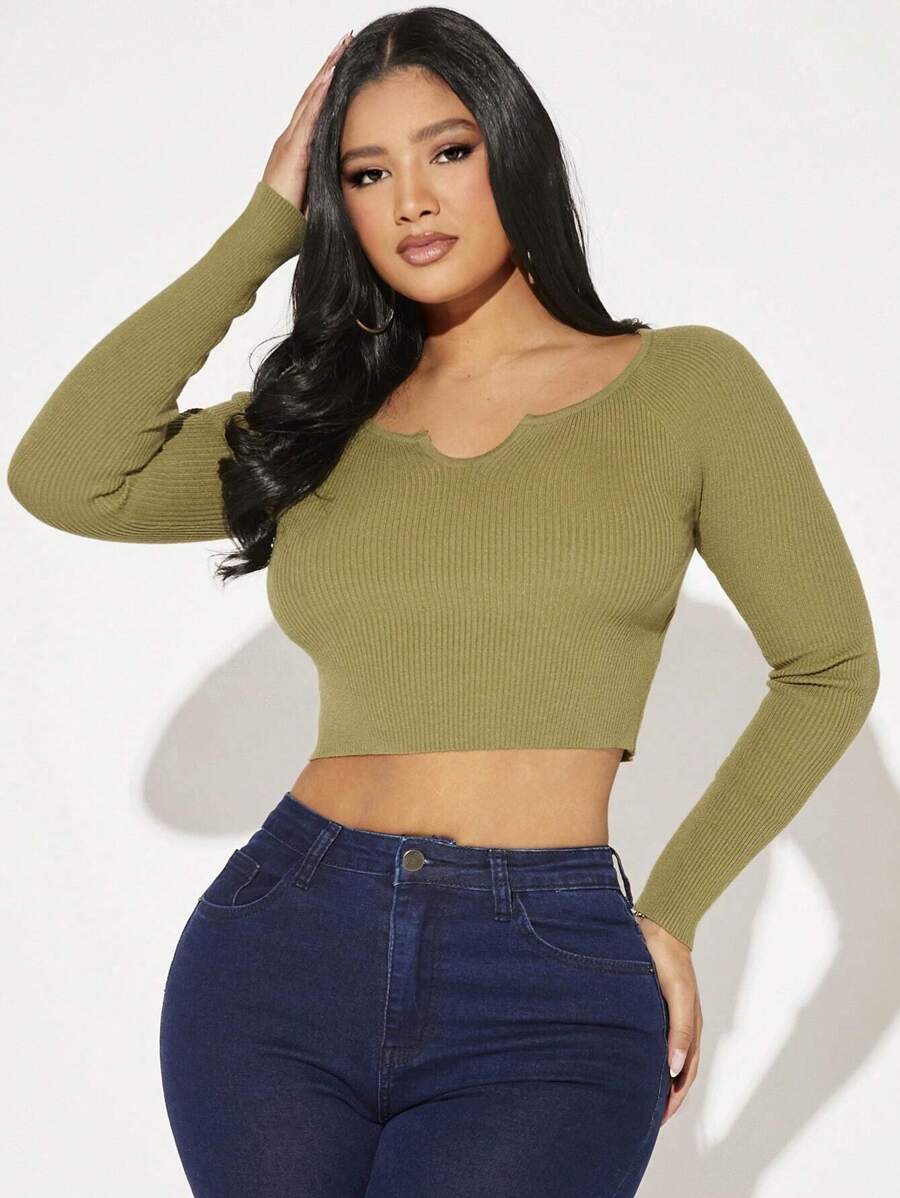SHEIN SXY Ingekeepte hals Croptrui