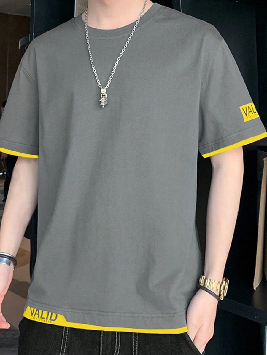 Bloco de cores Carta ocasional Camiseta & Tanque Masculina