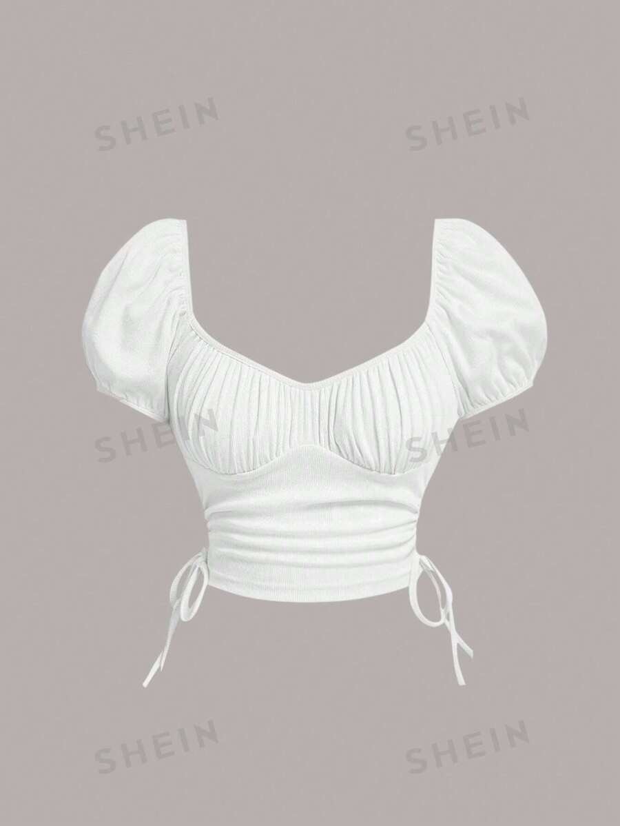 SHEIN MOD Camiseta pecho con fruncido con cordón lateral
