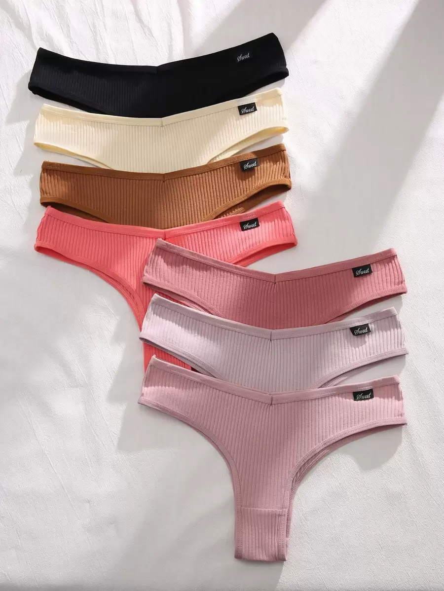 Shein Underwear&Sleepwear Basics 7pack Letter Patched Detail Panty