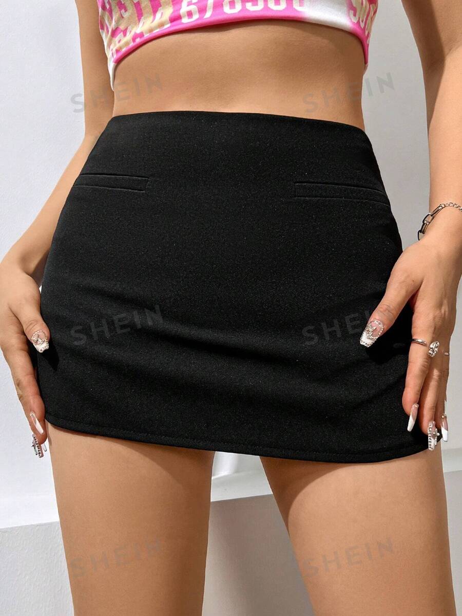 Flirla Falda ajustada unicolor de talle alto