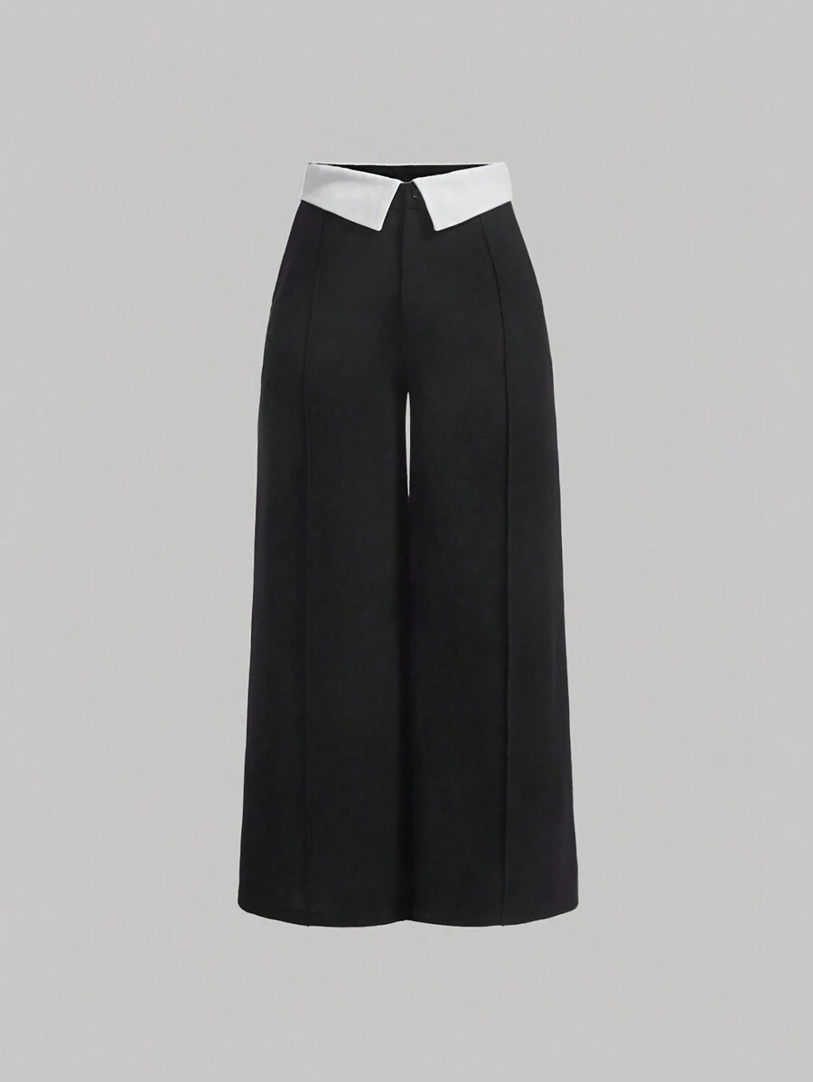 SHEIN MOD Plus Contrast Panel Wide Leg Pants