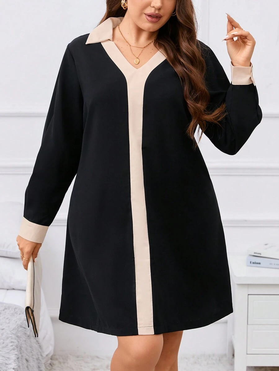 SHEIN Clasi Plus Contrast Trim Tunic Dress