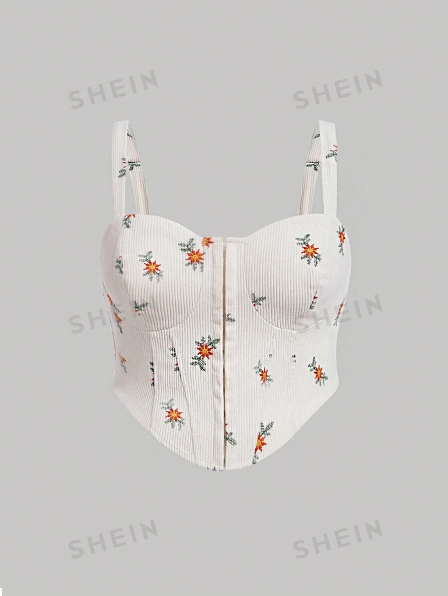 SHEIN MOD Blusa sin mangas con bordado floral de talla grande