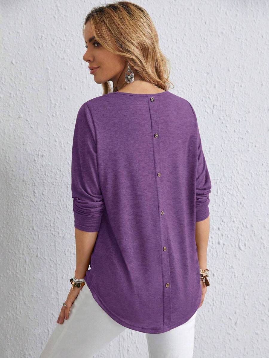 EMERY ROSE Knopen rug Gebogen zoom T-shirt