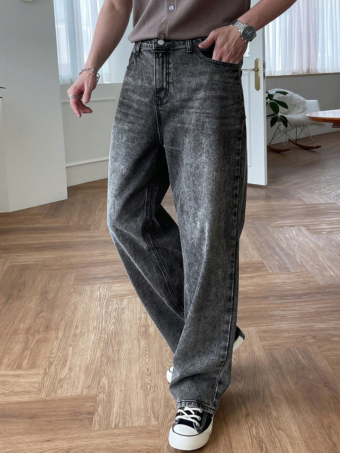 Men Slant Pocket Straight Leg Jeans｜DAZY