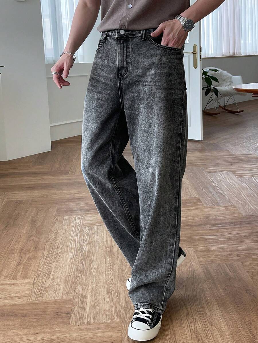 DAZY Hombres Jeans de pierna recta con bolsillo oblicuo