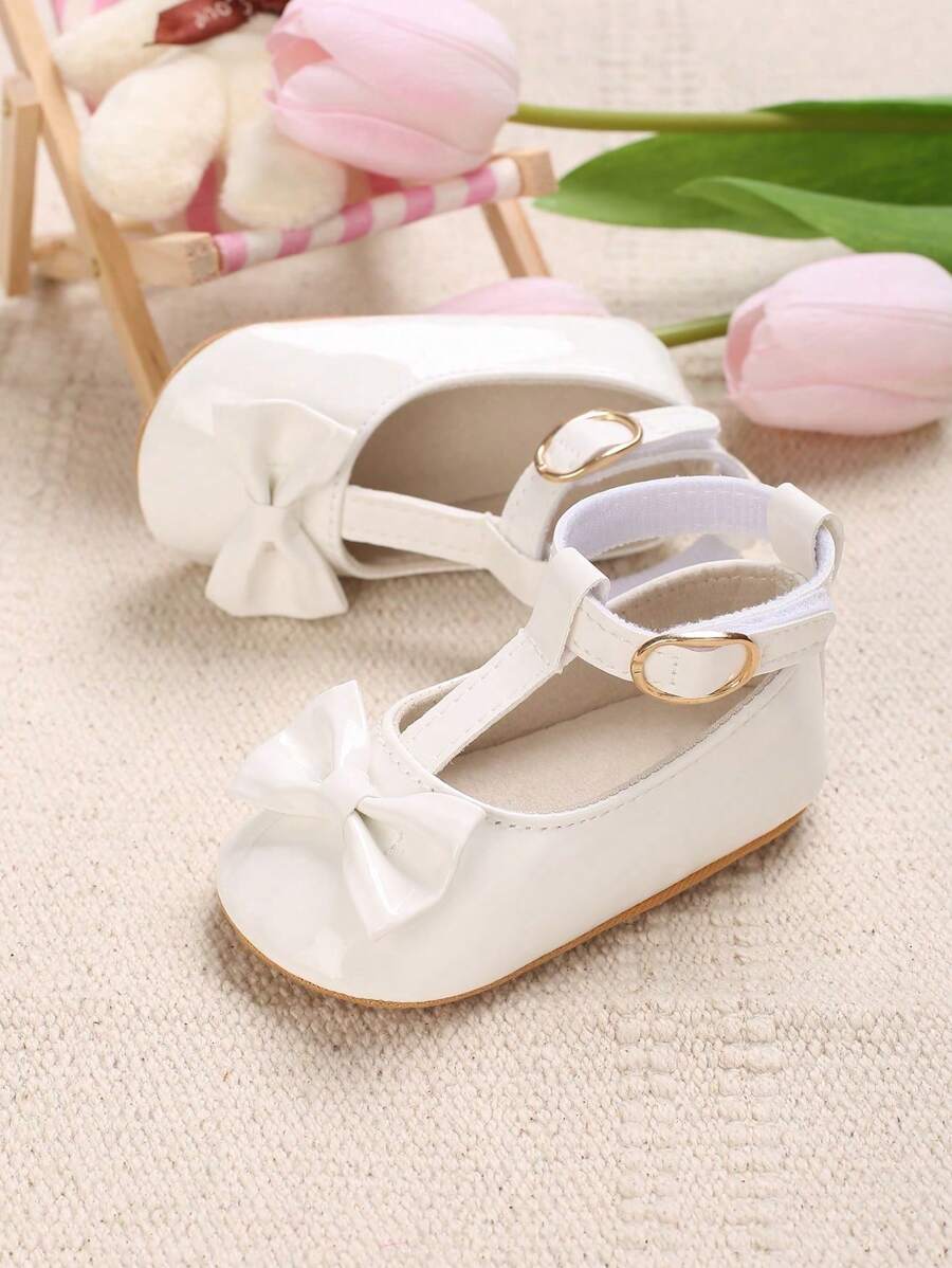 Baby Girls Bow Decor Soft-Soled Flats For Outdoor