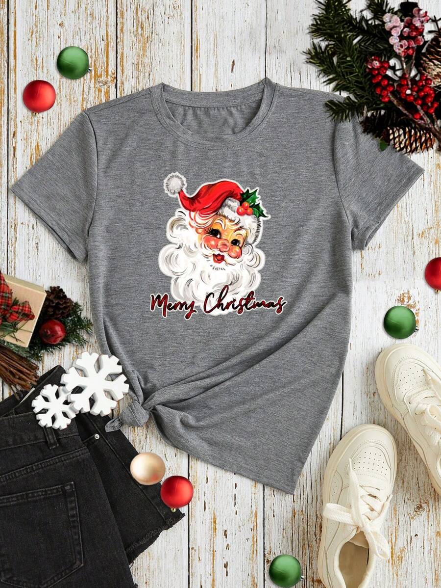 INAWLY Plus Christmas Print Tee