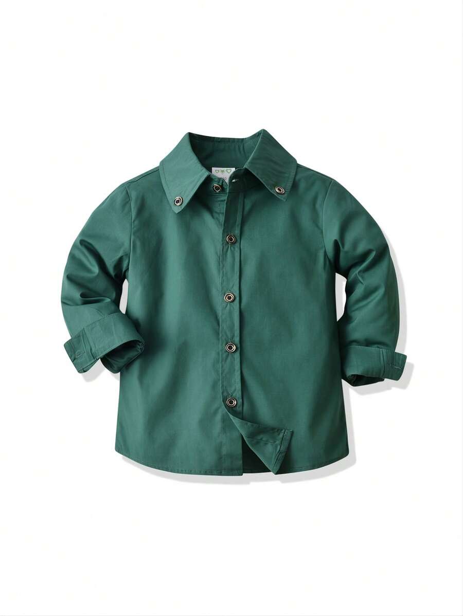 Young Boy Solid Button Front Shirt