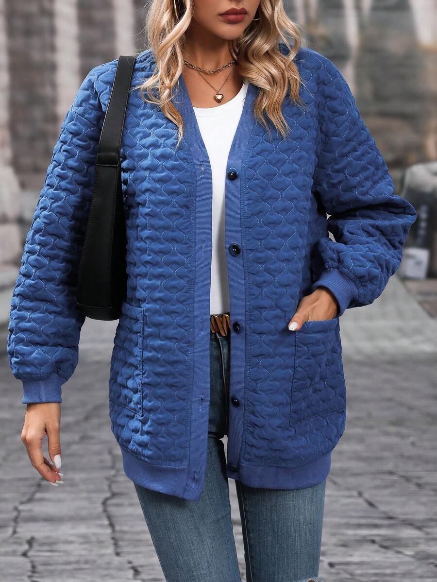 EMERY ROSE Dual Pocket Drop Shoulder Quilted Padded Coat Clothes Winter