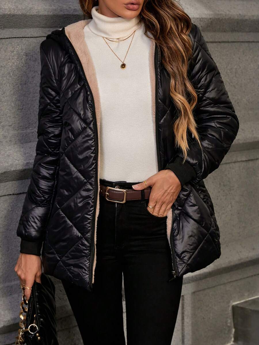 Aveloria Modichic Casual MinimalistPadded Insulated Polyfill Synthetic Insulation Winter Coat Winter Jacket-Puffer Hooded Jacket, Winter