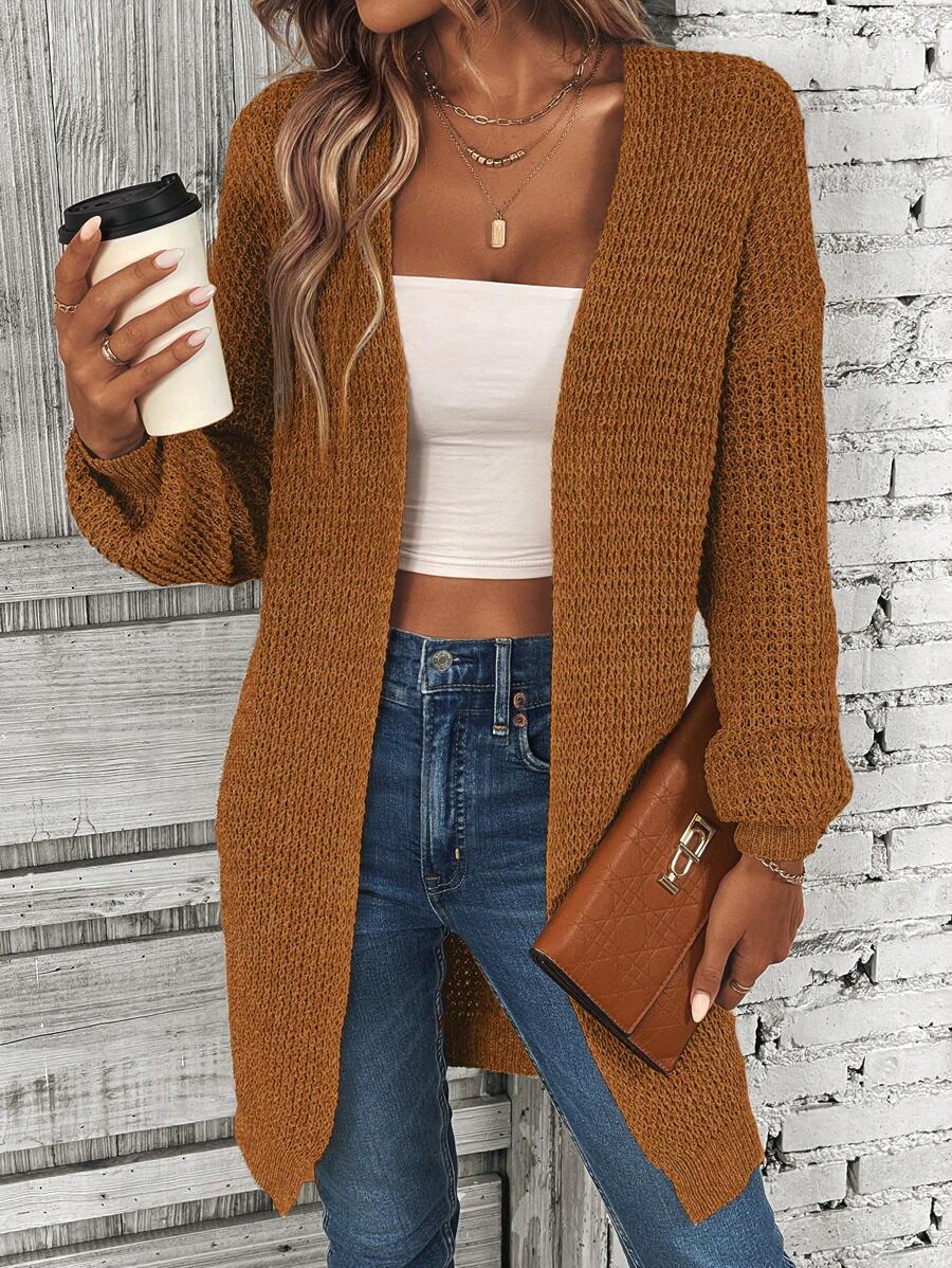 SHEIN LUNE Drop Shoulder Casual Design Cardigan