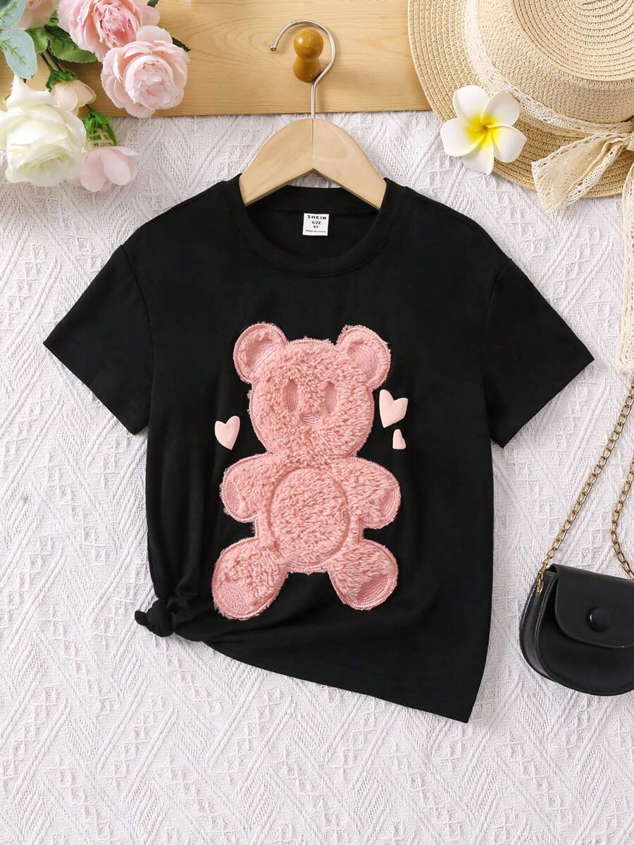 SHEIN Young Girl Bear Print Tee