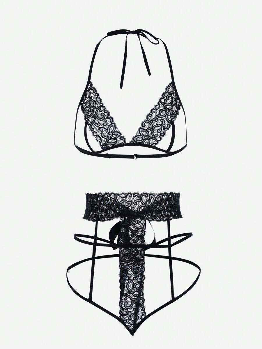 Classic Sexy Set de lencería con encaje floral con liga