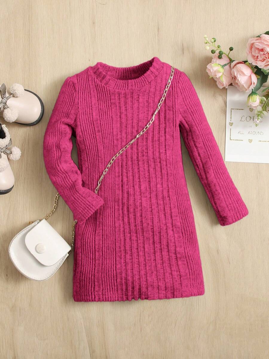 SHEIN Baby Girl Ribbed Knit Tee Dress Without Bag