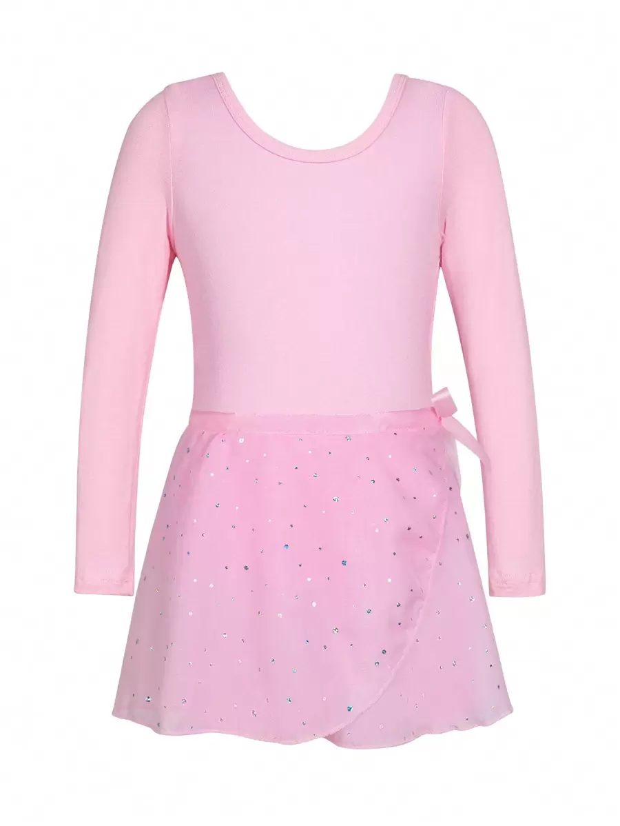 Young Girl Contrast Sequin Bow Side Wrap Active Dress