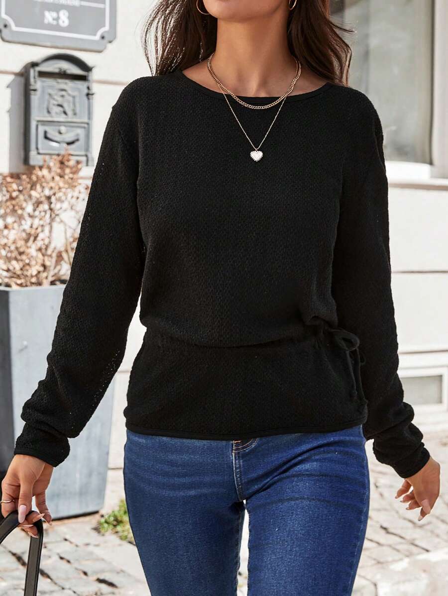 RueChic Blouse Unicolore À Nœud