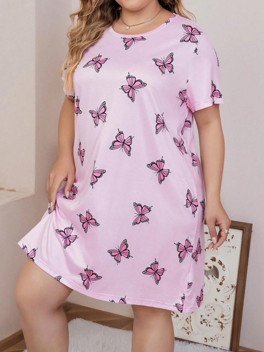 Camisón de pijama con estampado de mariposas talla grande
