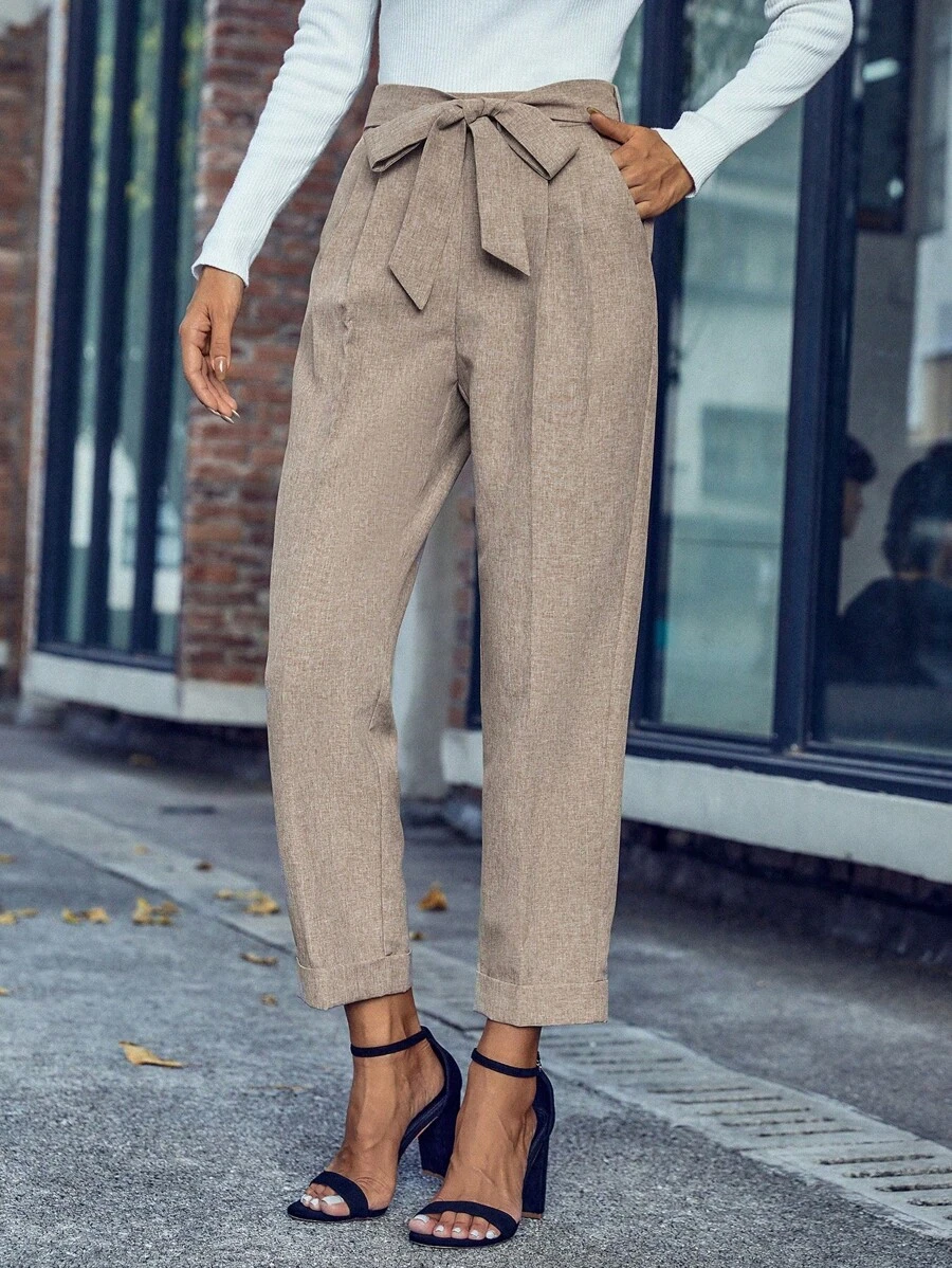 SHEIN Clasi Pantalon unicolore ceinturé
