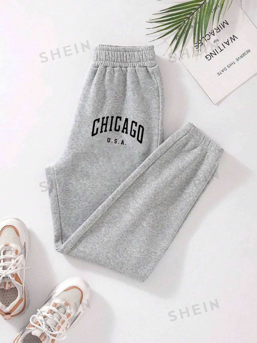 INAWLY Pantalones deportivos con estampado de letra