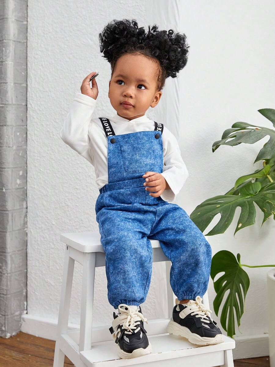 SHEIN Baby Girl Casual Patterned Overalls Long Pants Jumpsuit