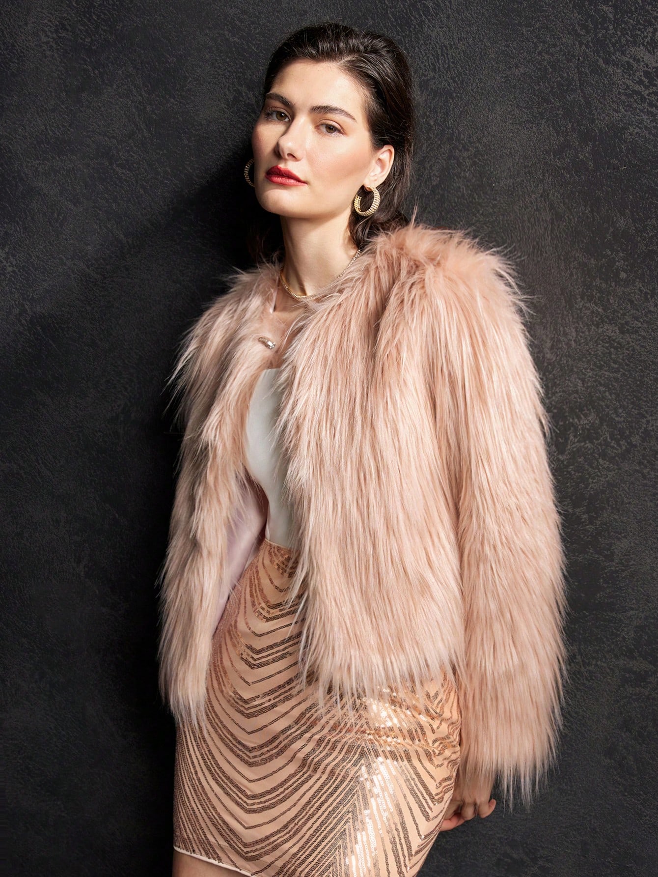 000★アンヌーク Collarless Shaggy Coat anuke Collarless Shaggy Coat 62420004（ノーカラーコート