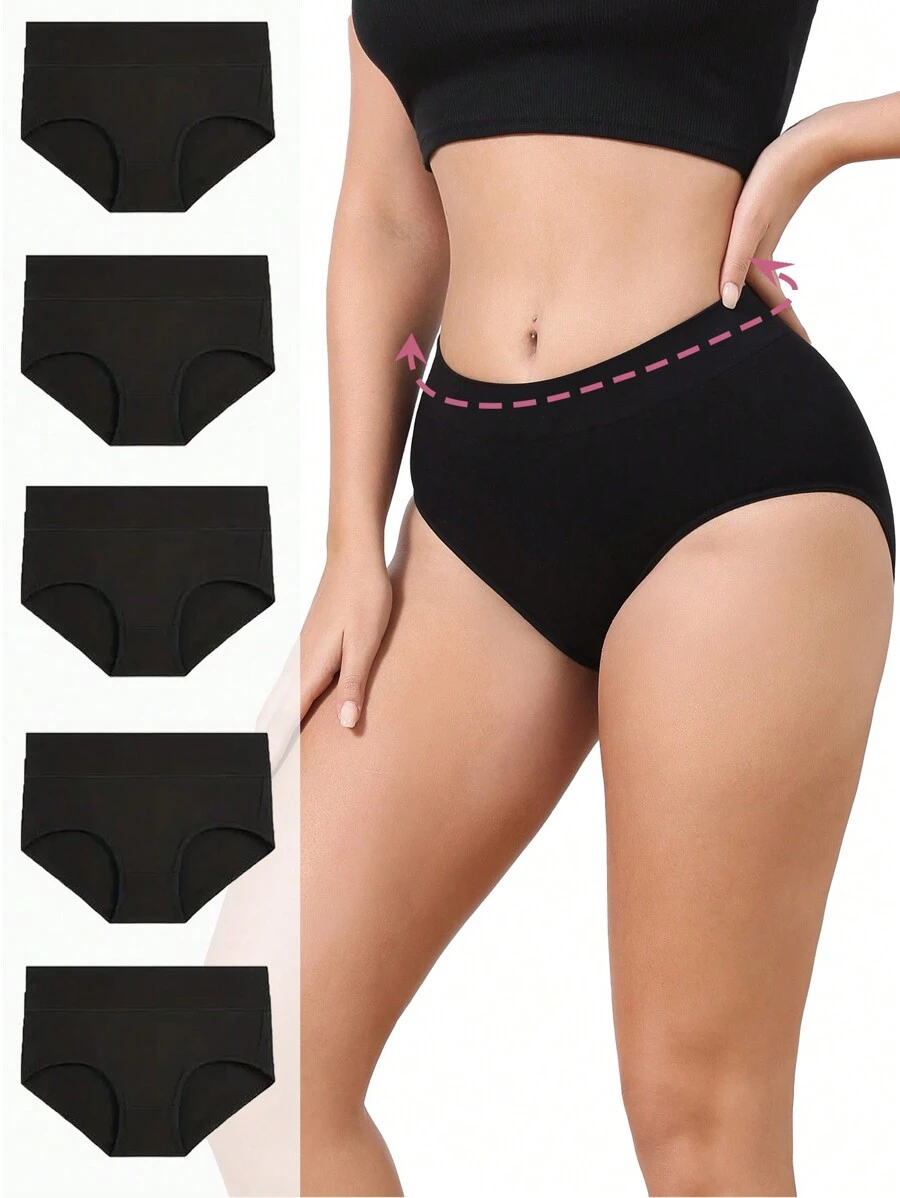 Shein Underwear&Sleepwear Basics 5 piezas Bragas cinta con estampado de letra cintura