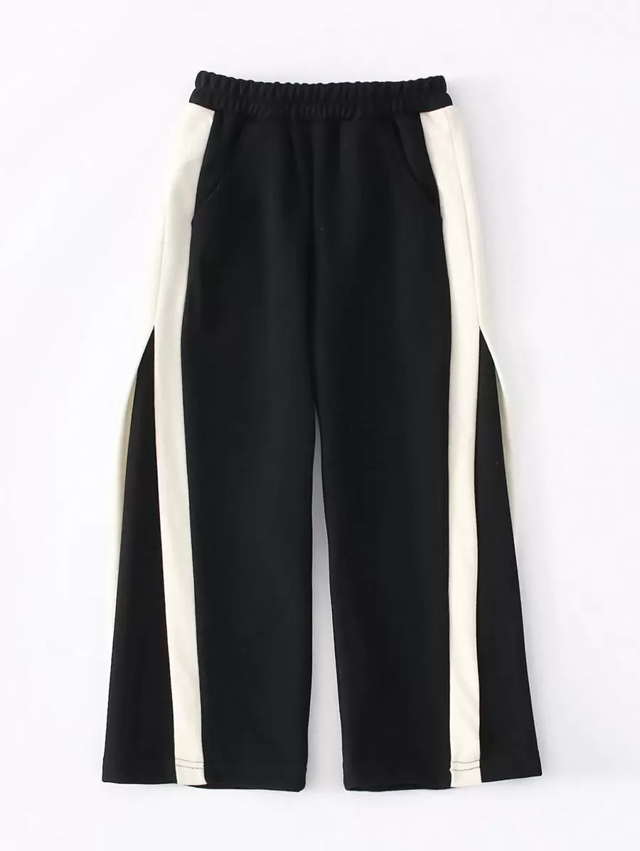 Tween Girl Contrast Side Seam Wide Leg Sweatpants