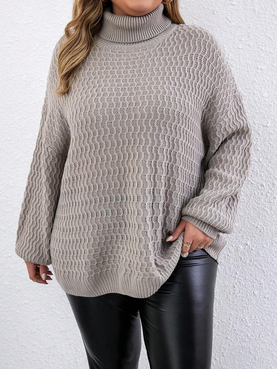 SHEIN CURVE+ Talla grande Jersey cuello alto de hombros caídos