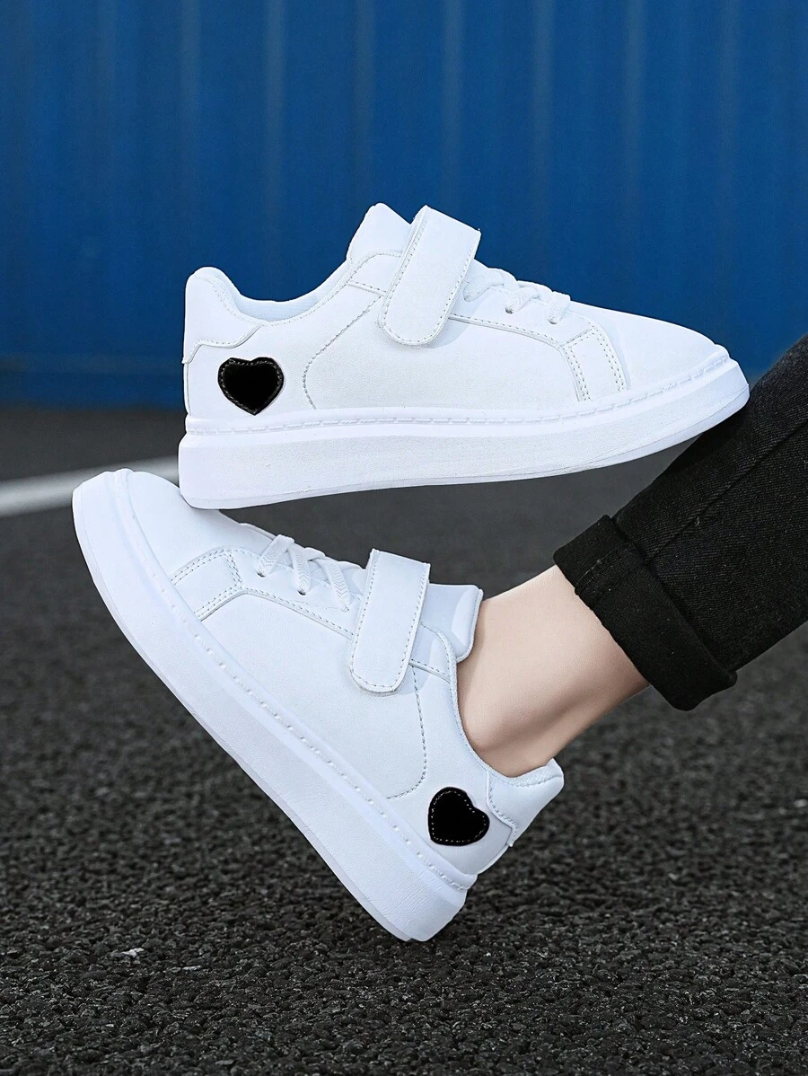 Kids' Sports Shoes, Pu Material, Outdoor Comfortable Breathable, Anti-slip, White Sneakers, Running Shoes
