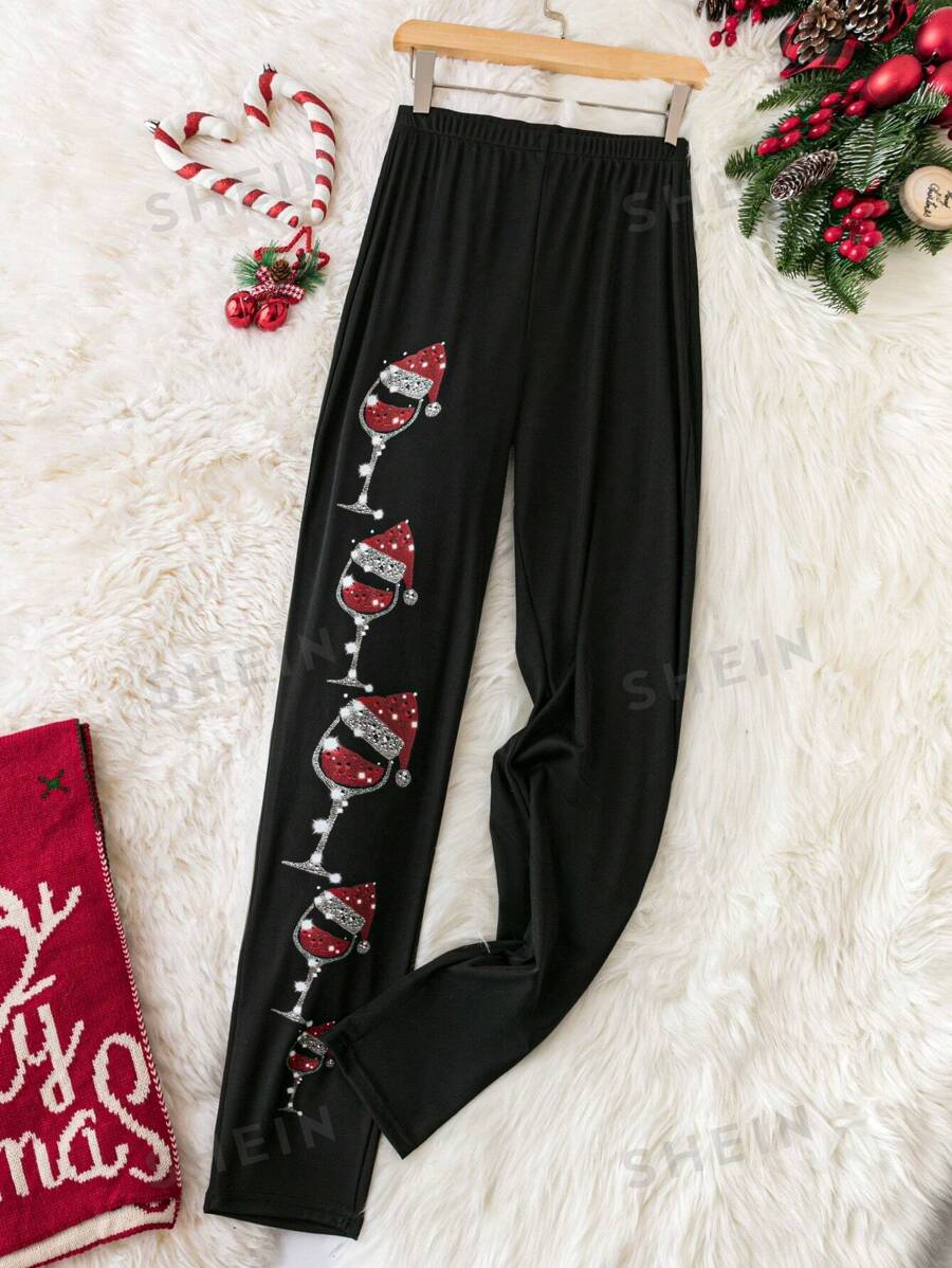 SHEIN LUNE Talla grande Leggings con estampado de Navidad