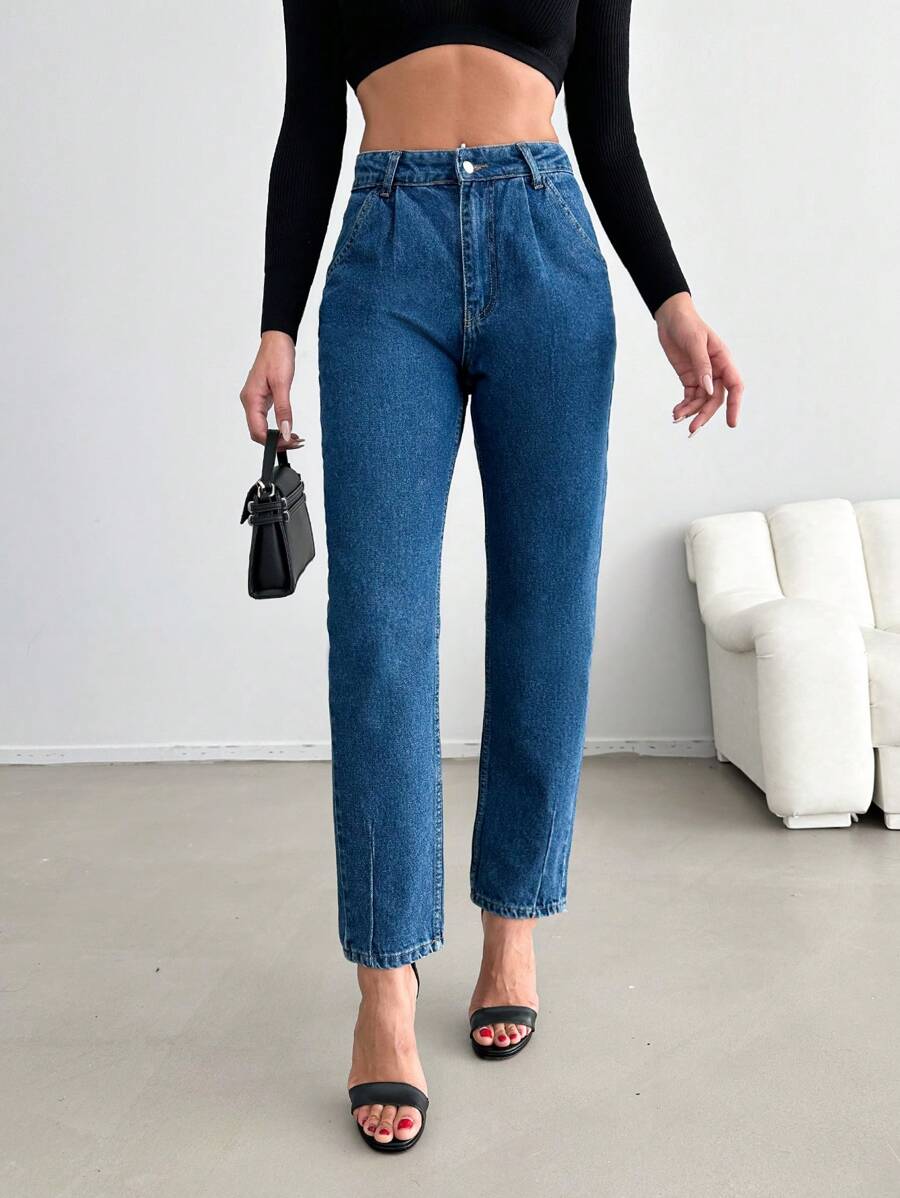 Vouw geplooid Momjeans