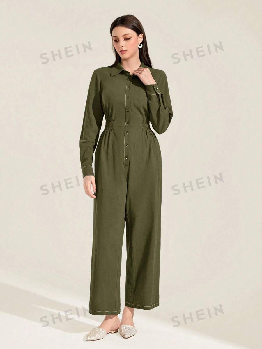 Mulvari Mono camisero unicolor con botón delantero