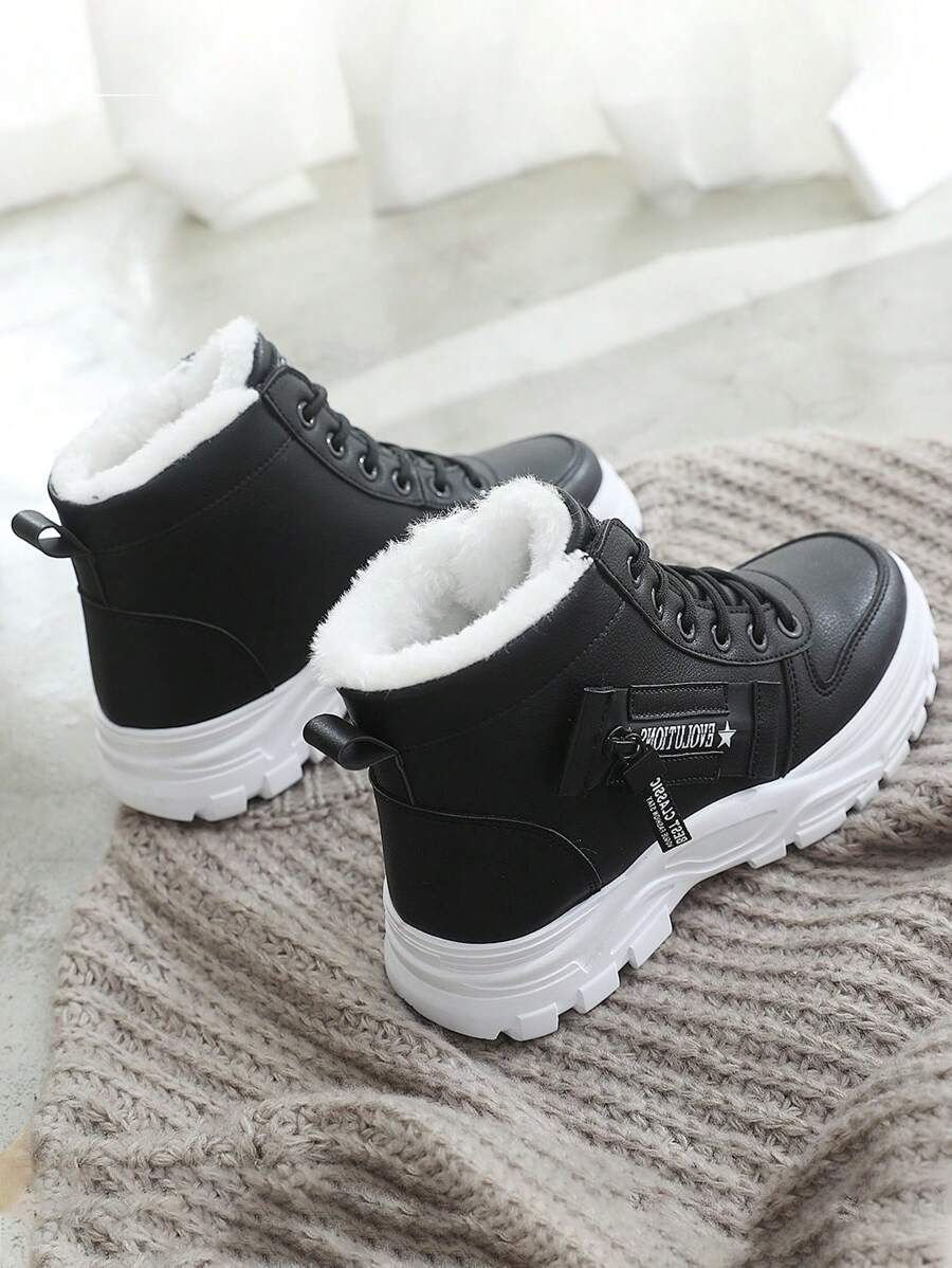 2023 nuevo moda de mujeres cómodo con cordón punta redonda deportivo con casual Zapatos con felpa cálida Botas de nieve