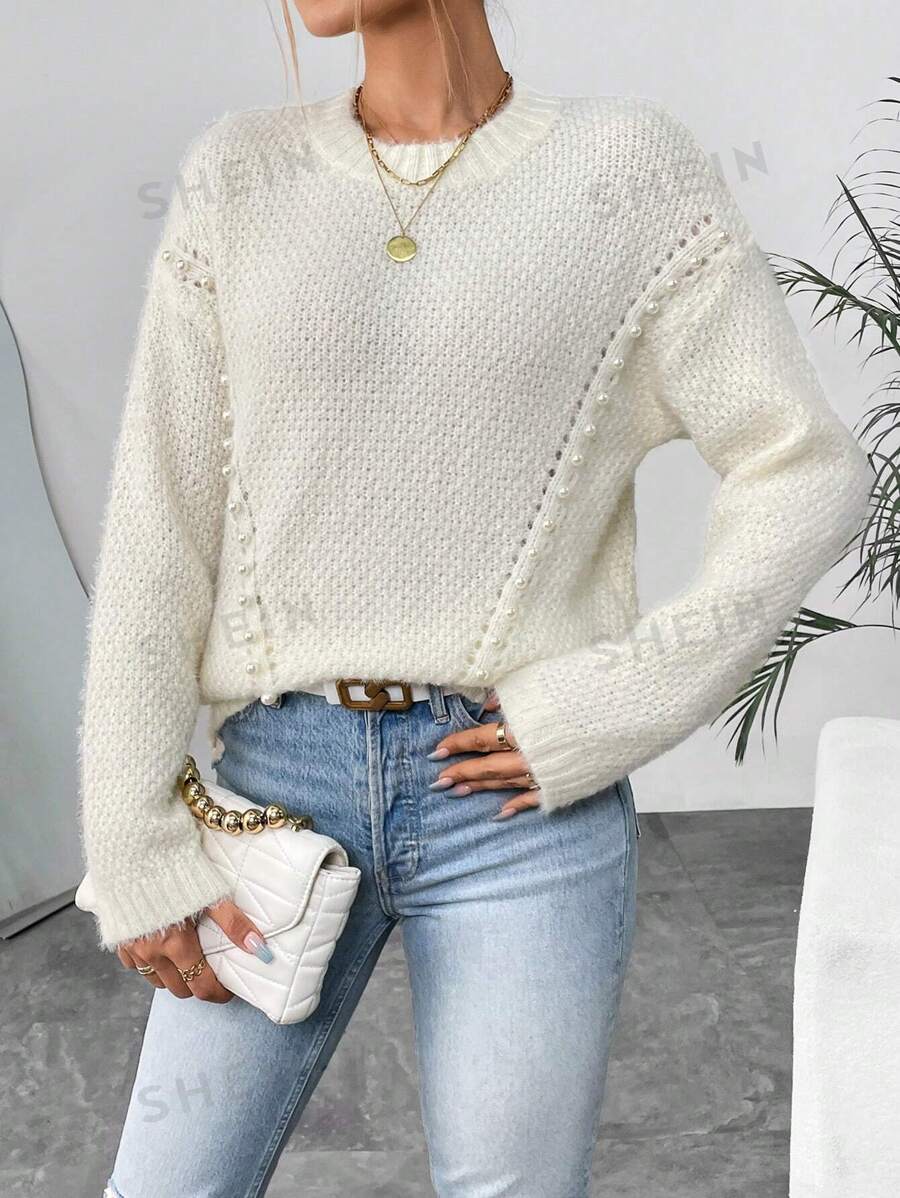 SHEIN LUNE Jersey unicolor de hombros caídos