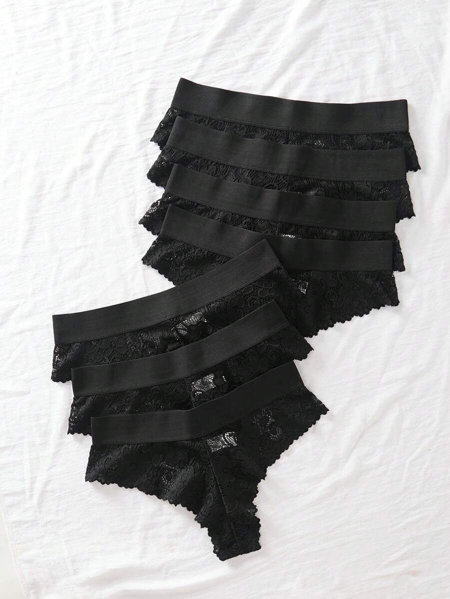 Pack Contrast Lace Panty Lingerie Shein Usa