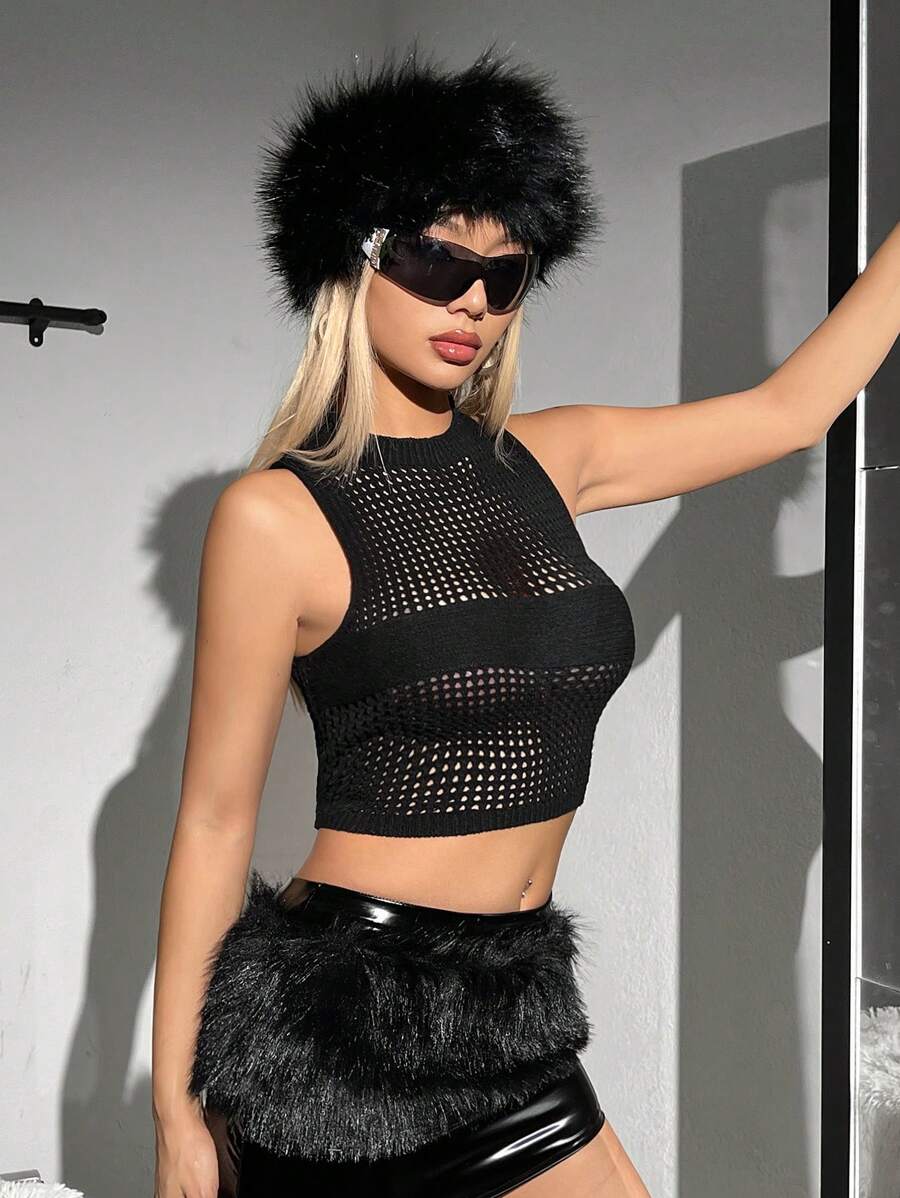 SHEIN ICON Uitgeholde Crop gebreide top