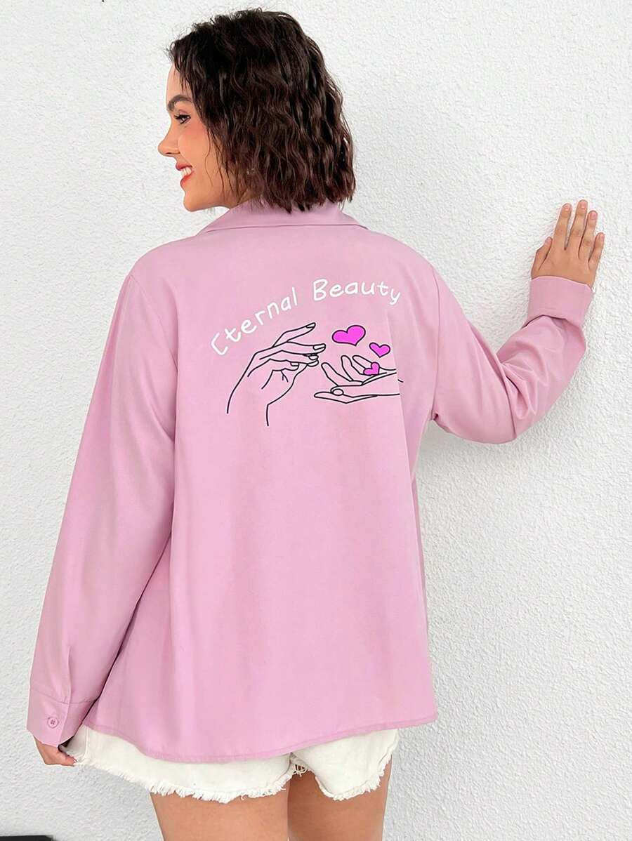 SHEIN EZwear Plus Solid Button Front Shirt