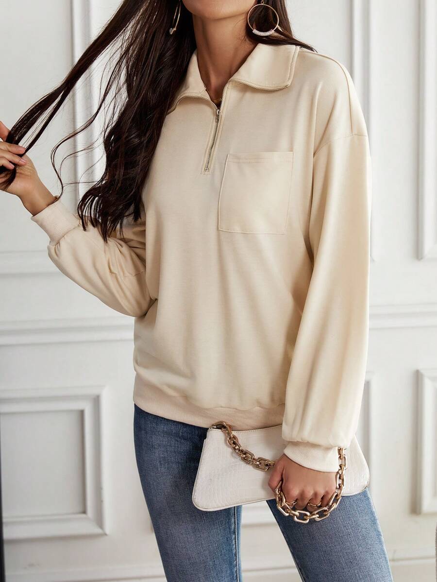 SHEIN LUNE Half Zip Drop Shoulder Sweatshirt