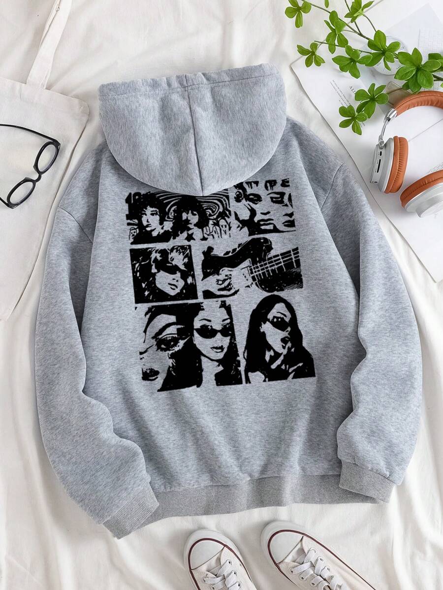 INAWLY Figure Graphic Drawstring Thermal Lined Hoodie,Long Sleeve Tops Graduation,Back To School Outfits,Graduation,Teacher Outfits For Women,Back To School