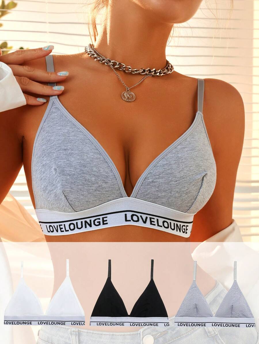 EasyFave 3 pièces Bralette À Lettres