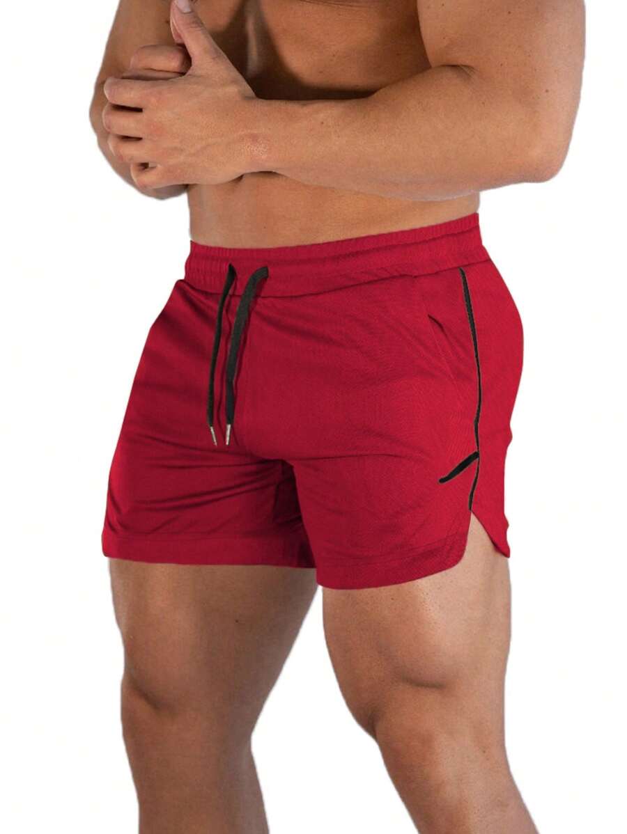 Manfinity Sport Corelite Boyfriend Style Men Contrast Trim Drawstring Waist Sports Shorts Gym Shorts