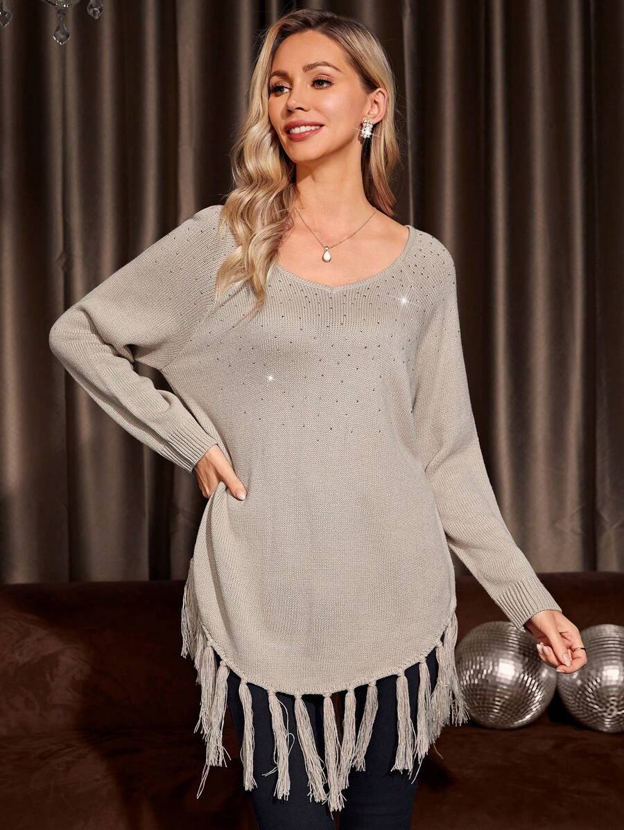EMERY ROSE Pull À Strass À Franges Manches Raglan