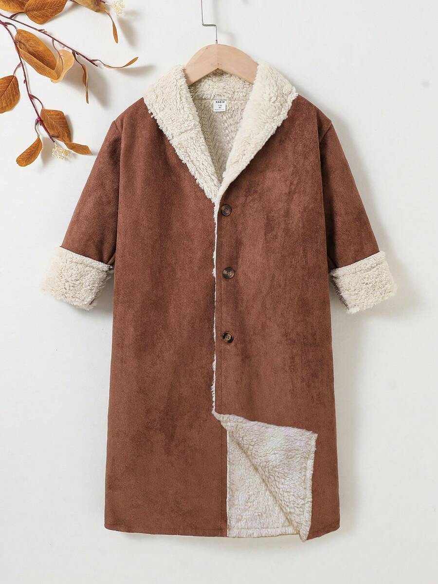 SHEIN Kleiner Junge Mantel mit Knopf vorne, Thermal Futter,