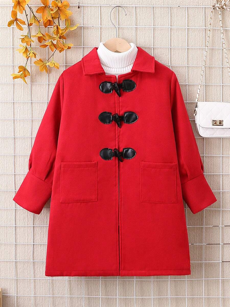 SHEIN Adolescent Fille Duffel-coat Avec Poches Sans Pull