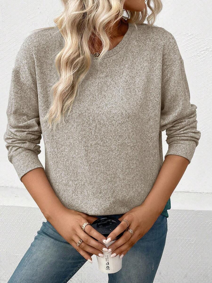 SHEIN LUNE T-Shirt Unicolore Épaule tombante