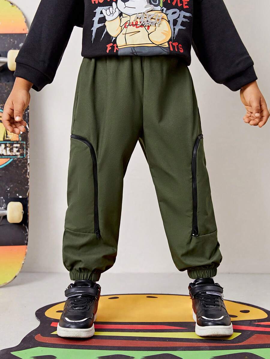 SHEIN Chico joven Pantalones en contraste cremallera